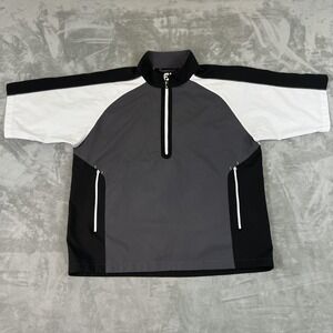 FootJoy Jacket Mens Large Gray Short Sleeve 1/2 Zip Golf Windbreaker Colorblock